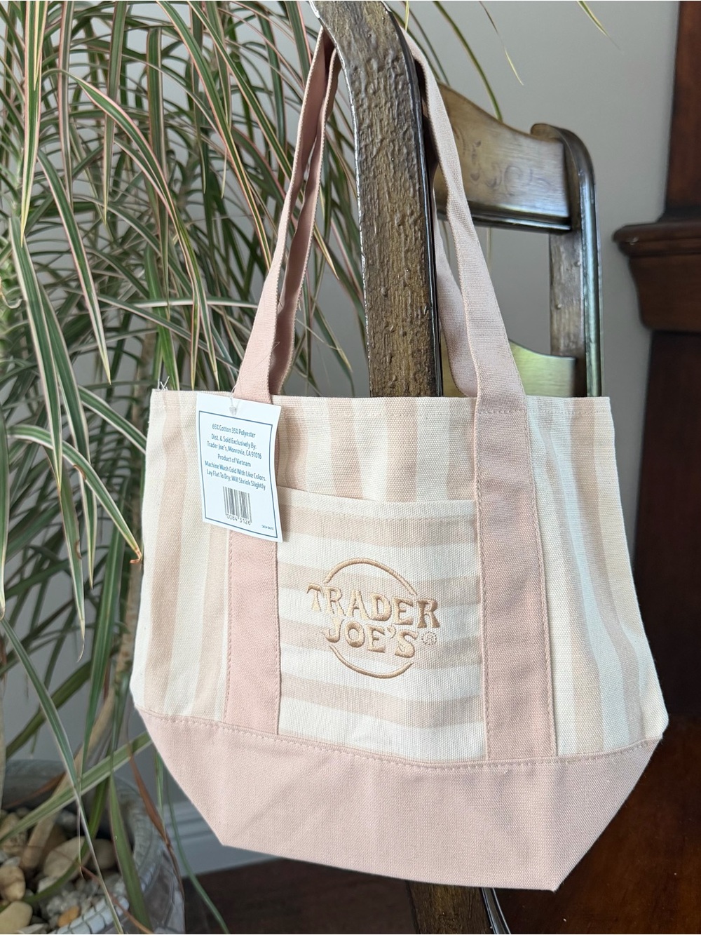 NWT Authentic Trader Joes
Striped Mini Tote neutral 
Brown/Beige